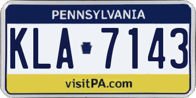 PA license plate KLA7143