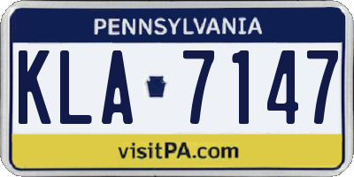 PA license plate KLA7147
