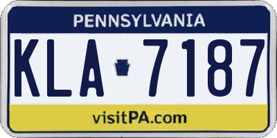 PA license plate KLA7187