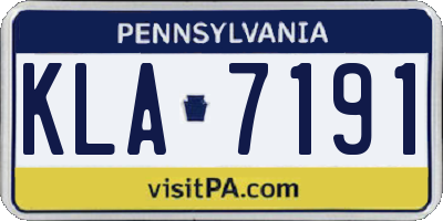 PA license plate KLA7191