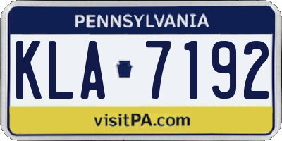 PA license plate KLA7192