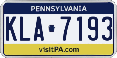 PA license plate KLA7193