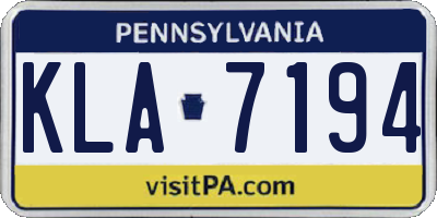 PA license plate KLA7194