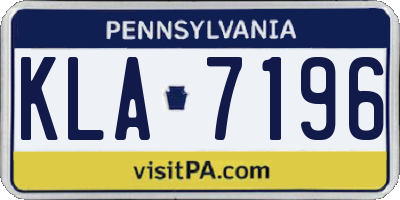 PA license plate KLA7196