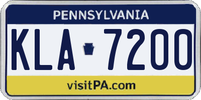 PA license plate KLA7200