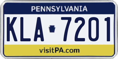 PA license plate KLA7201
