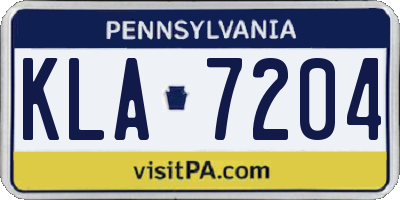 PA license plate KLA7204