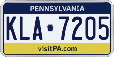 PA license plate KLA7205