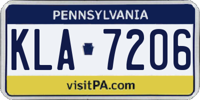 PA license plate KLA7206