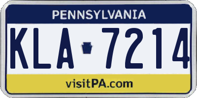 PA license plate KLA7214