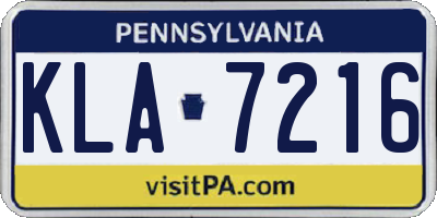 PA license plate KLA7216