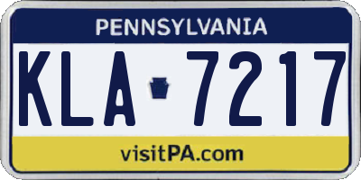 PA license plate KLA7217