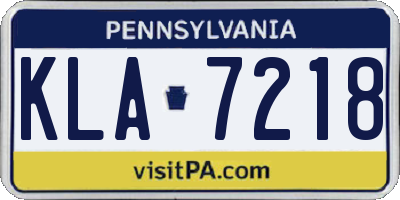 PA license plate KLA7218