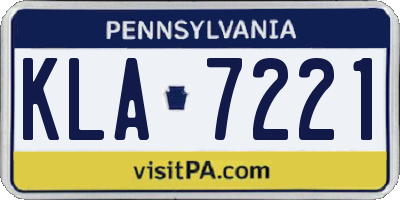 PA license plate KLA7221