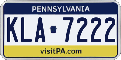 PA license plate KLA7222