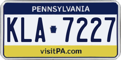 PA license plate KLA7227