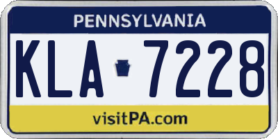 PA license plate KLA7228