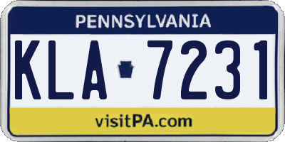 PA license plate KLA7231
