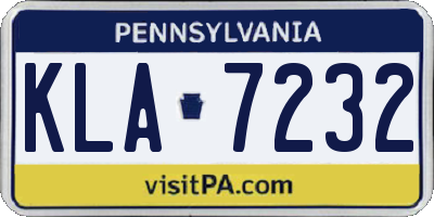 PA license plate KLA7232