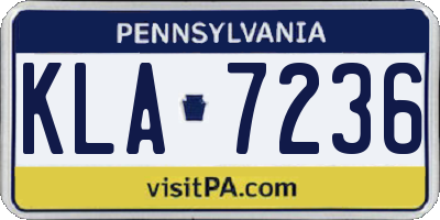PA license plate KLA7236