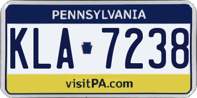 PA license plate KLA7238