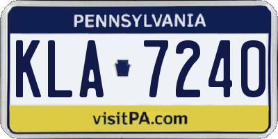 PA license plate KLA7240