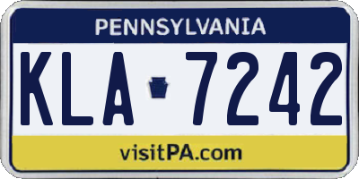 PA license plate KLA7242