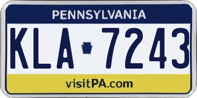 PA license plate KLA7243