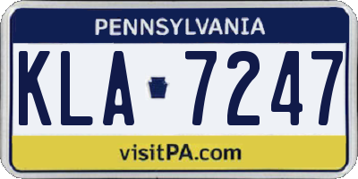 PA license plate KLA7247