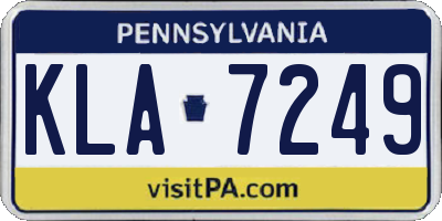 PA license plate KLA7249