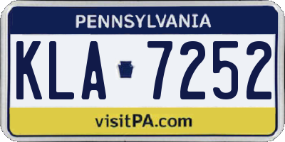 PA license plate KLA7252