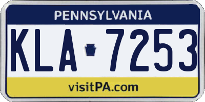 PA license plate KLA7253