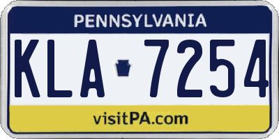 PA license plate KLA7254