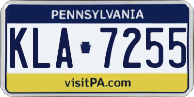 PA license plate KLA7255