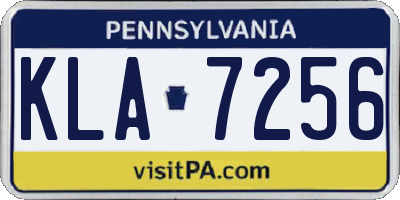 PA license plate KLA7256