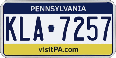 PA license plate KLA7257