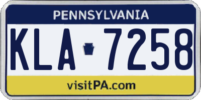 PA license plate KLA7258