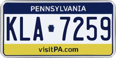 PA license plate KLA7259