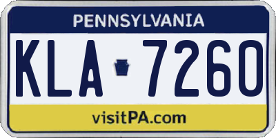 PA license plate KLA7260