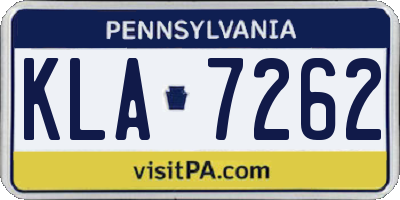 PA license plate KLA7262