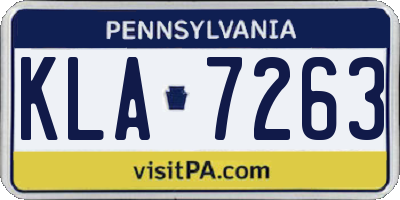 PA license plate KLA7263