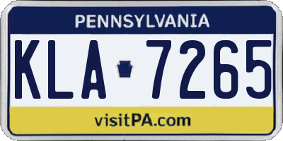 PA license plate KLA7265