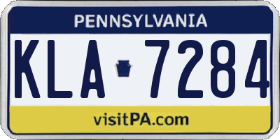 PA license plate KLA7284