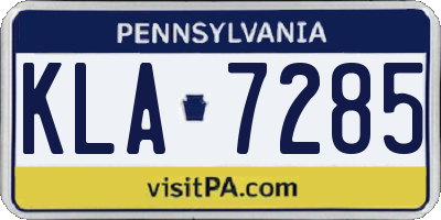 PA license plate KLA7285