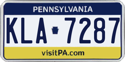 PA license plate KLA7287