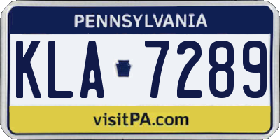 PA license plate KLA7289