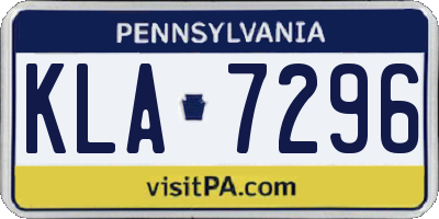 PA license plate KLA7296