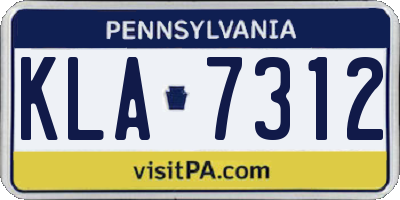 PA license plate KLA7312