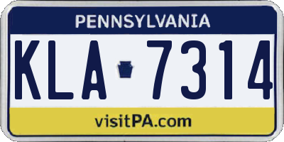 PA license plate KLA7314