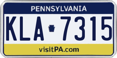 PA license plate KLA7315
